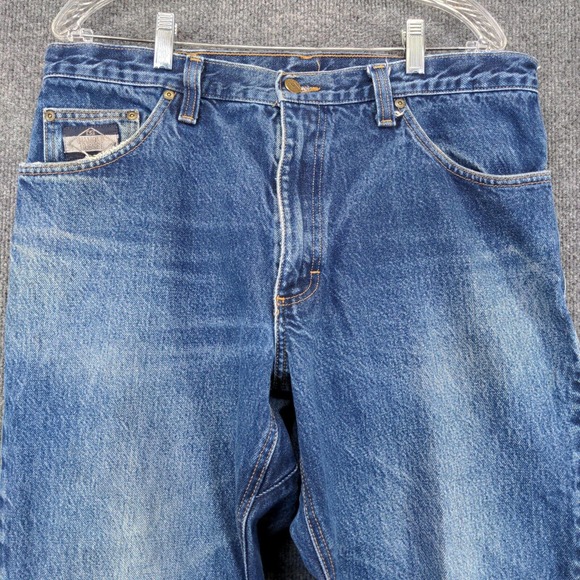 Diamond Gusset Men's Straight Leg Jeans Blue 37x27 Medium Wash Denim 5-Pocket - Picture 3 of 12